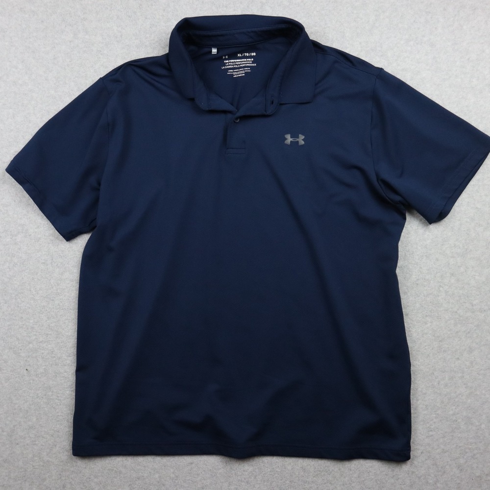 Under Armour Polo Shirt Mens XL Performance Heatgear Golf Blue Short Sleeve